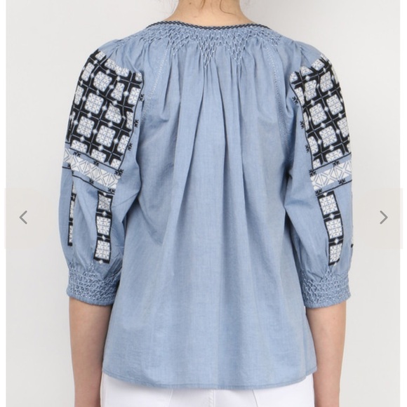 Ulla Johnson Delia Blue Embroidered Women's Top - Picture 2 of 5